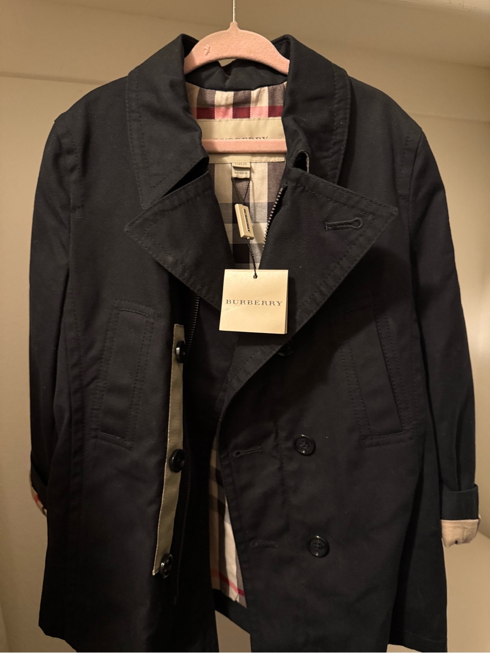 Burberry kids Black Trench Coat - Classic Double-Breasted Style